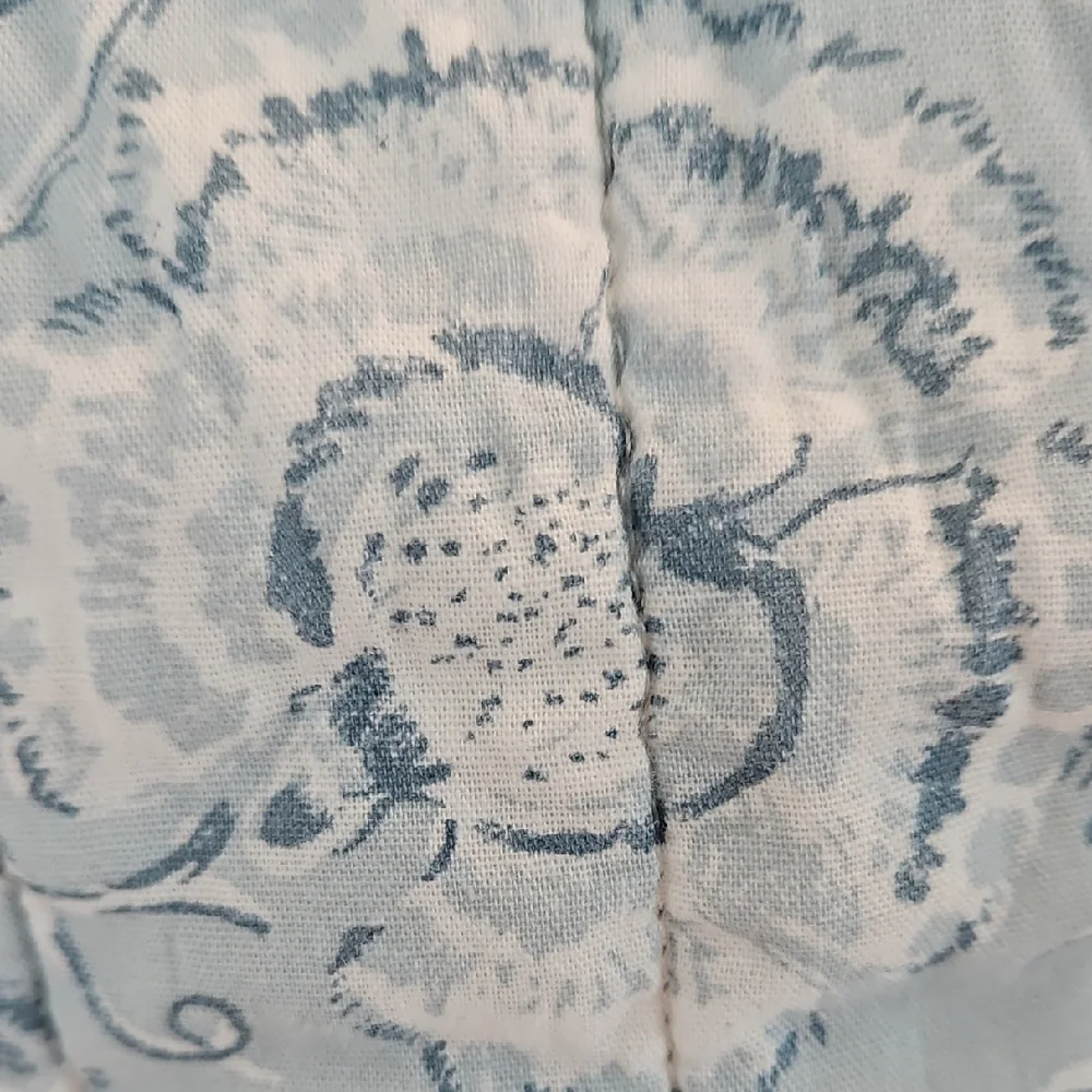 Rachel Zoe Floral Blues White Quilted Shabby Chic Twin Coverlet Pillow Sham Set